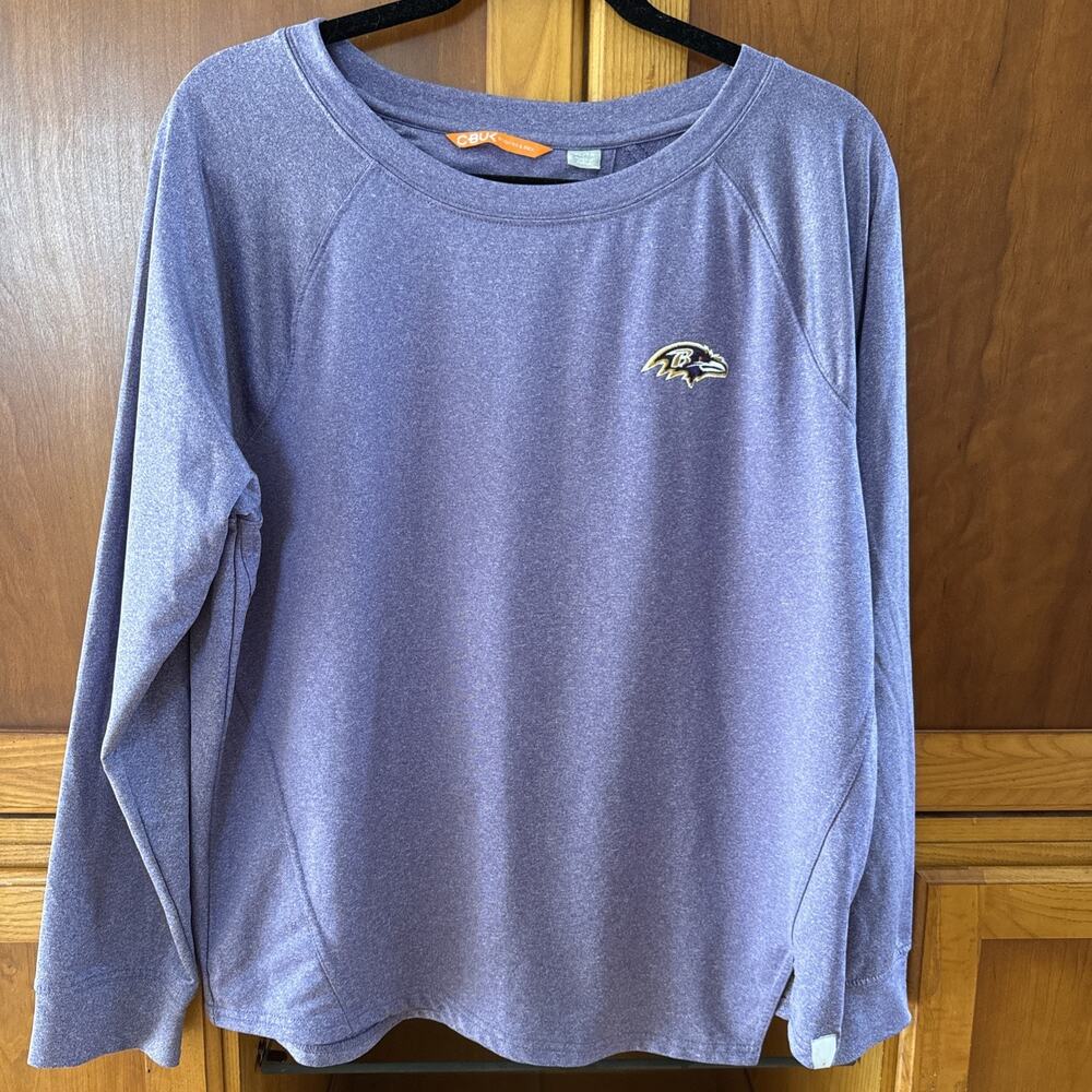 C Buk/Cutter & Buck Womens Baltimore Ravens Long Sleeve Top Heathered Purple XL